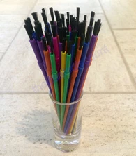 Qty 50 Plastic Workshop & Artist Crafts Paint Brushes. Assorted Colors, in tube