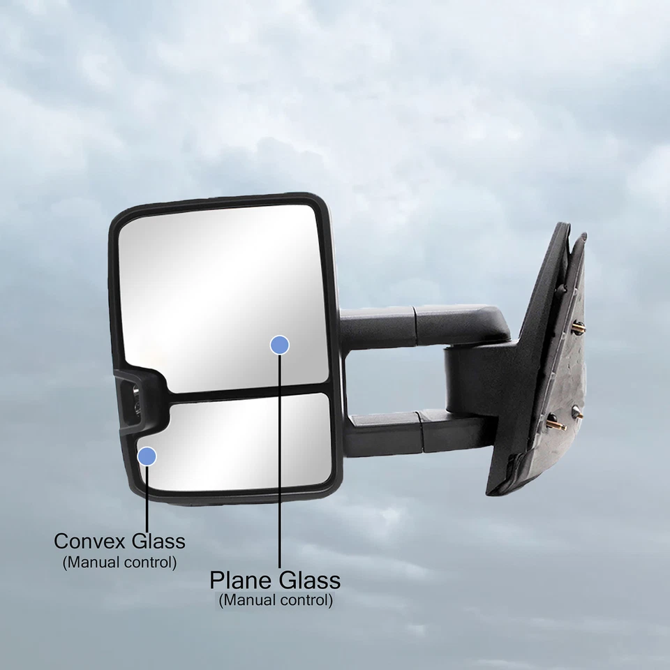 Espejos retrovisores de remolque ajuste manual para Chevy Silverado 1500 2500 3500 2007-2013 Foto 2 de 4
