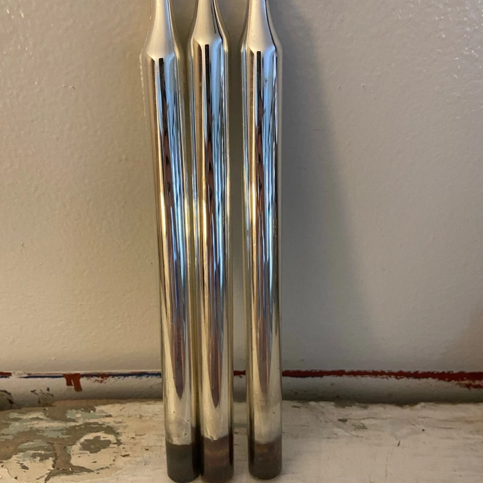 Antiguo juego de 3 candelabros cónicos de vidrio de mercurio de 10 pulgadas Foto 2 de 4