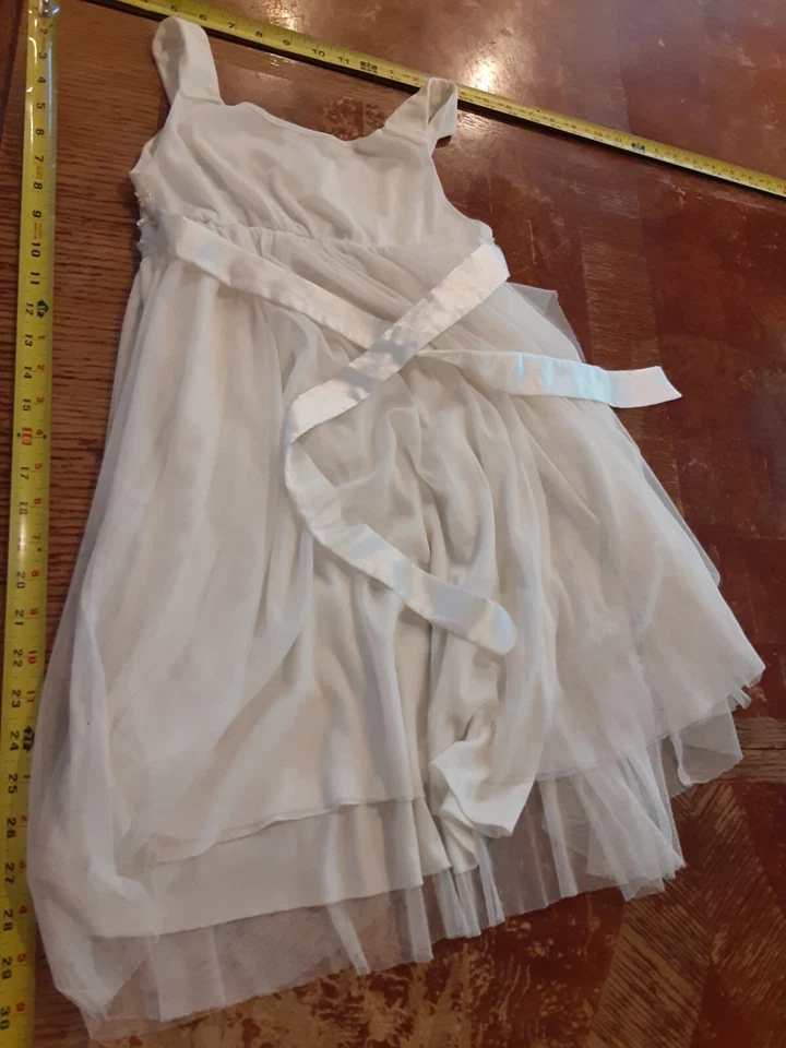 Vestido halter sin mangas de encaje blanco sin palabras para niña talla 10 #S9 Foto 3 de 3