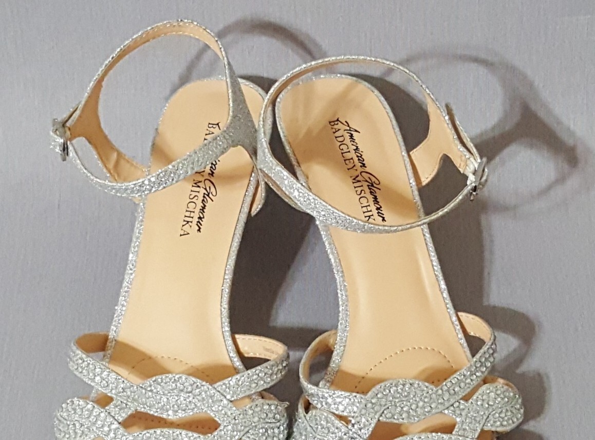 Badgley Mischka Embellished Heeled Ankle Strap Open Toe Sandals