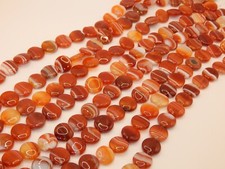 Red Stripe Agate 15mm Smooth Coin Beads 16 inch strand 