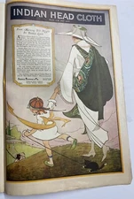 1919 INDIAN HEAD Frock Textile Fashion Fabric Mother and child bulldog ART DECO 
