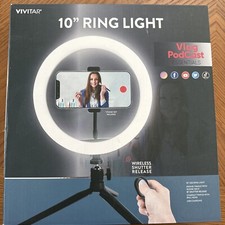 Vivitar 10" LED Ring Light Tripod Phone Clamp Vlog Stream Essentials VIVRL10
