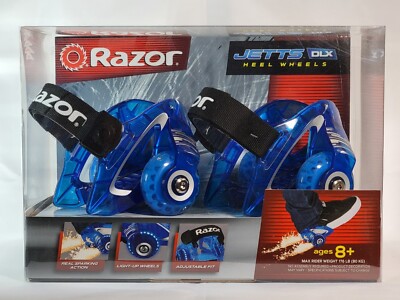 RAZOR Jetts DLX Heel Wheels, Ages 8+, Roll 'N' Spark, COBOLT BLUE