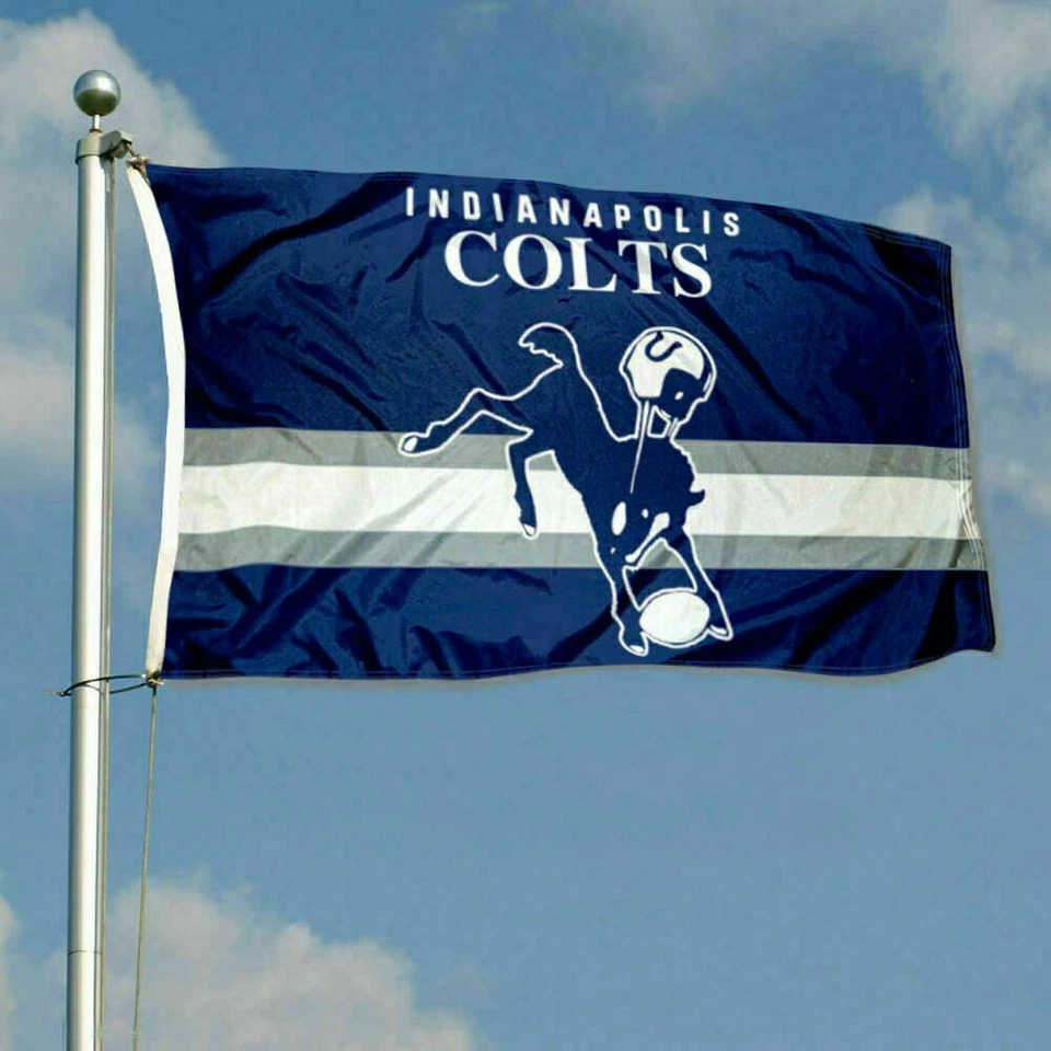 Indianapolis Colts Retro Vintage 3x5 Bandera Hombre Cueva 3 x 5 Bandera EE. UU. Foto 3 de 4