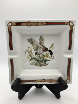 Vintage Gucci Mallard Ducks Cigar Ashtray Porcelain Italy 7.25''x7.5''