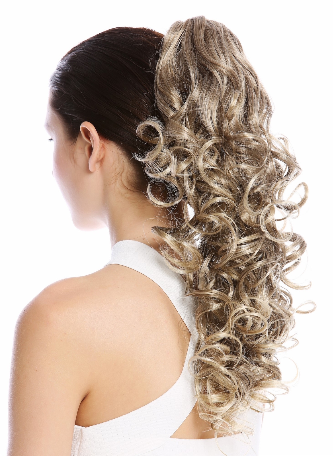 Voluminous 50cm Light Blonde Mix Hooked Comb Hair Piece with Braid Curls-image