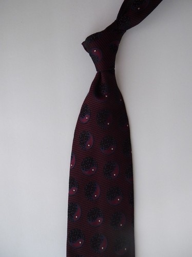Maroon Black LUCIANO BARBERA Silk Tie 3.8" Wide 55" Long - Picture 2 of 8