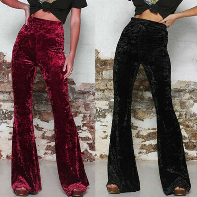 Women Ladies High Waist Velour Velvet 