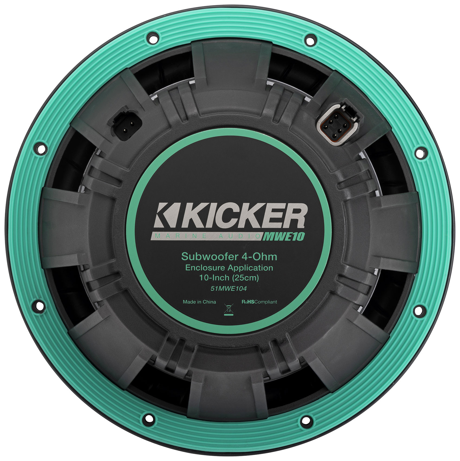 Морской лодочный сабвуфер KICKER 51MWE104 10 мощностью 400 Вт RMS с чернымибелыми сабвуферными решетками