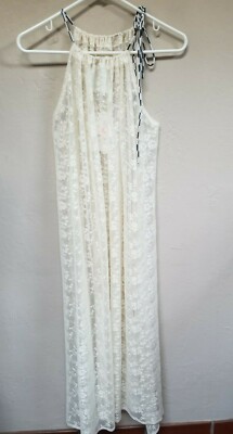 New IPNG Womens Basic Inner Lace Floral Maxi Dress Cream One Size Sleeveless