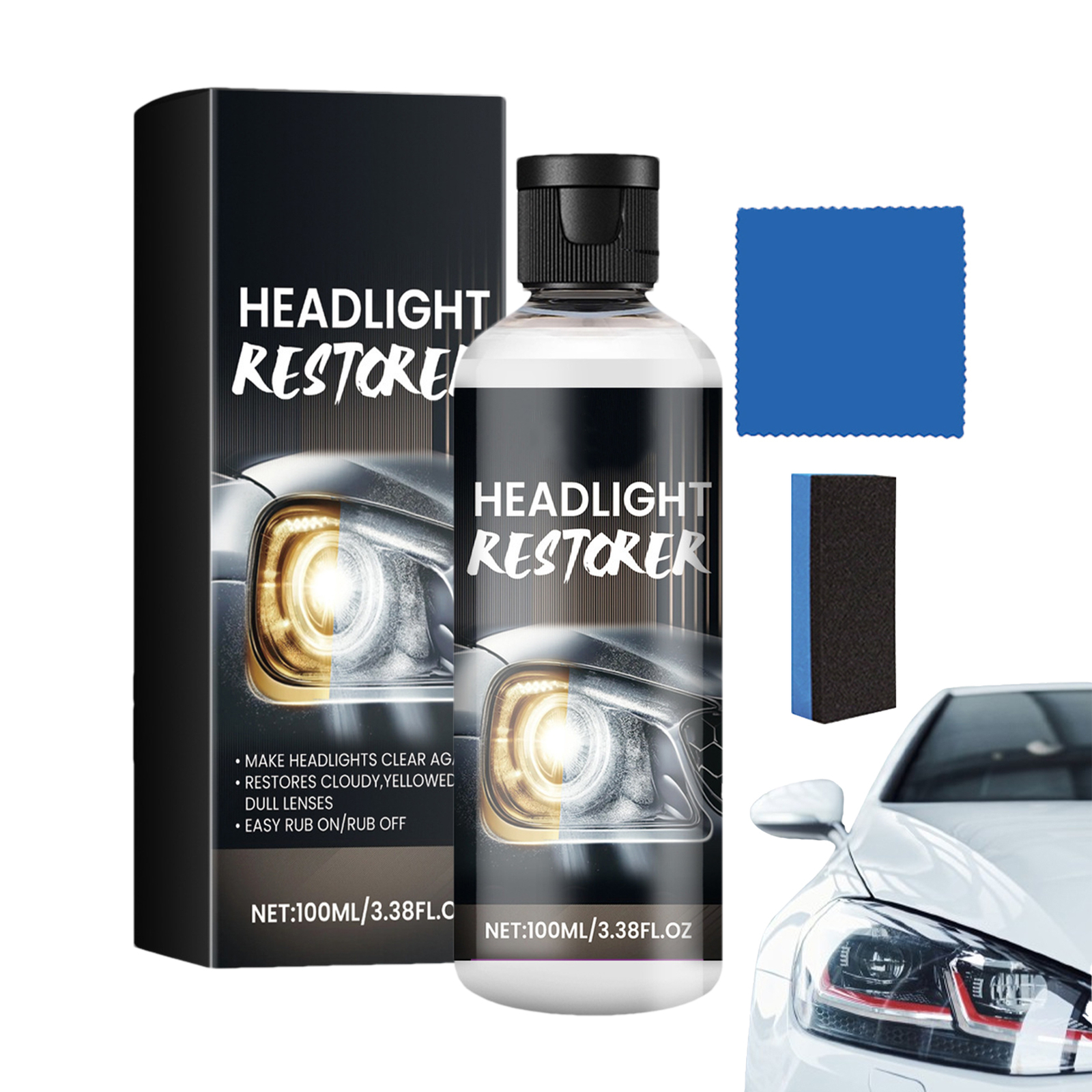 Car Headlight Restoration Polish Scratch Repair Liquid Cleaner Kit  