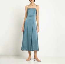 Theory Volume Fit and Flare Midi Satin Dress Size 2