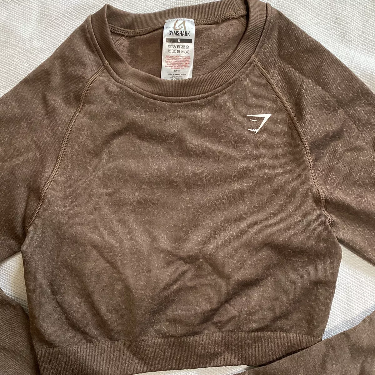 Gymshark Women's Vital Seamless 2.0 Longsleeve Crop Top Brown Marl Small  NWOT