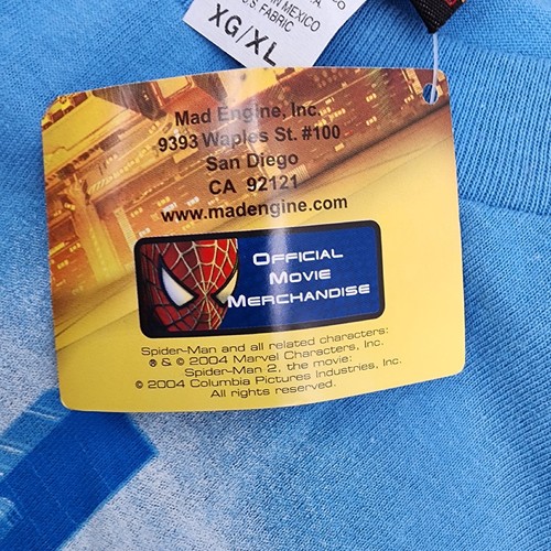 Vtg Y2K 2004 Spider-Man 2 Official Movie Promo TShirt Marvel Blue Mens XL RARE - Picture 7 of 11