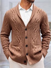 Men's Casual Shawl Collar Cardigan with Pockets