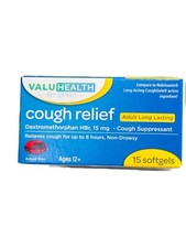 Adult Cough Relief Long Lasting Non-Drowsy 15 Softgels-Brand New-SHIPS N 24 HOUR