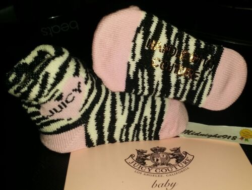JUICY COUTURE BABY INFANT GIRL'S 1 PAIR ZEBRA PRINT SOCK SZ 0-6M  - Picture 1 of 4