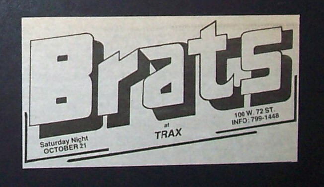 The Brats (Band) Trax NYC 1978 Mini Poster Type Concert Ad (Post Rick ...