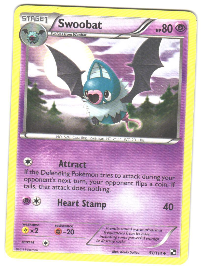 Pokemon Black and White Swoobat #51/114 LP Uncommon
