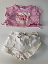Build A Bear Princess Glitter Pink Top Ties On Side White Pocket Shorts Outfit