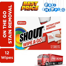 Shout Wipe and Go Instant Stain Remover, for On-the-Go Laundry Stains, 12 Count