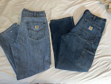 Bundle Carhartt Men's Relaxed Fit Blue Denim Pants 36x30 Cotton