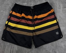 Spicy Tuna Swim Trunks Men's Size XLarge Lined Drawstring Shorts Black Stripes