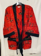 Vintage 60s Weldon Asian Red Dragon Robe Loungewear Men's L Women's XL