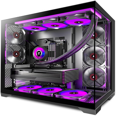 KEDIERS PC Gehäuse Mid Tower 5 Lüfter ATX Gaming Gehäuse Glasfront