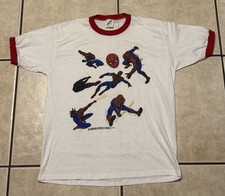 Vintage 80s Spider-Man Ringer Shirt Large Marvel Iron Man Hulk Dr Doom Venom