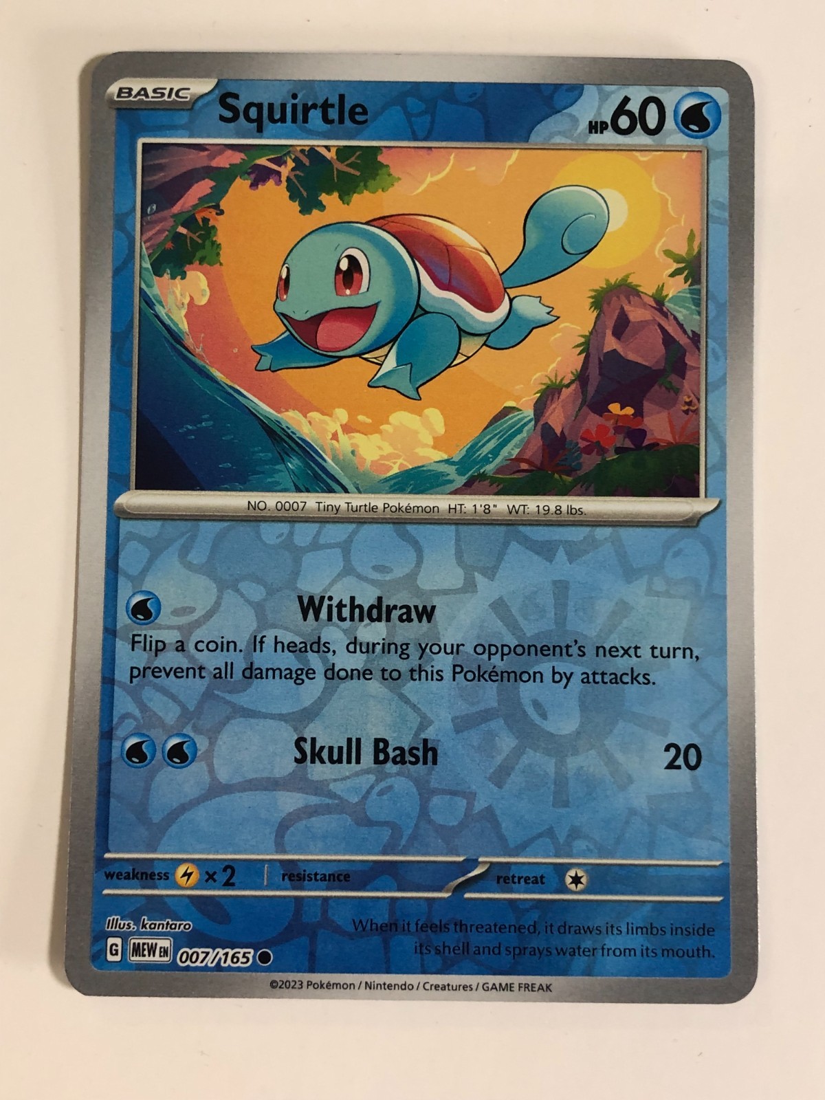 Pokemon TCG 151 Reverse Holographic Squirtle 007/165 Near Mint