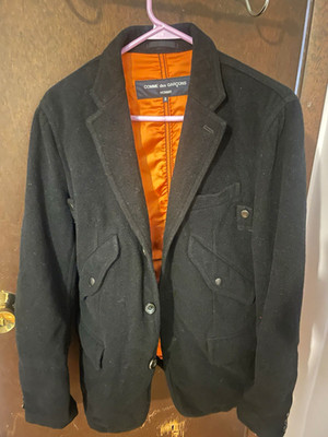 Comme des Garcons Homme Wool Blazer Jacket Black/Orange Lined Men's S Japan