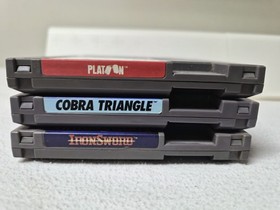 NES 3x Games Lot Platoon Cobra Triangle Ironsword Wizards & Warriors II