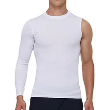 Men's Compression Shirts Single Arm Long Sleeve Basketball X-Large White-right