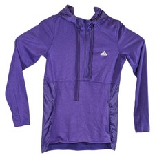 Adidas Purple Hoodie Womens Medium Sweatshirt Climalite Half Zip Thumb Loops