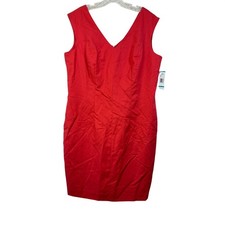 Nine West Suit Separates Geranium Red V-Neck Sheath Dress Size 16 NWT