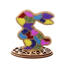 Easter Bunny Bead Embroidery Kit on Wood DIY Craft Set