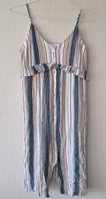 Charming Charlie Multicolor Striped Midi Dress Size S Ruffle Adjustable Straps