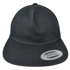 The Classics Yupoong Snapback 5 Panel Cap Black One Size Adjustable Blank