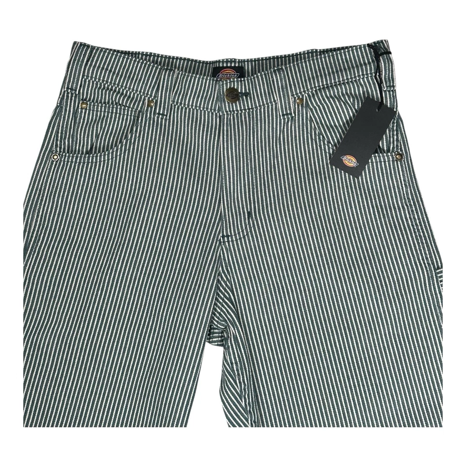 Dickies Jeans Mens Green Striped Fashion Designer Pants Waist W28 L32 - Image 2 of 4