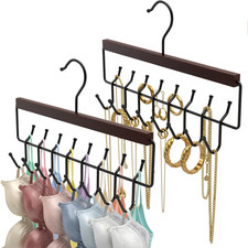 2 Pack Bra Hangers for Closet Organizer, Necklace Hanger with 36 Hooks,Space Sav