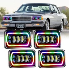 4pcs For Chevrolet Caprice 1977-1986 4x6 Rgb Led Headlights H4 Hilo Beam Wdrl