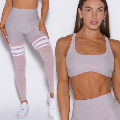 BOMBSHELL SPORTSWEAR SET Violet Ice Scrunch Thigh-High Leggings/Super Set Bra, S