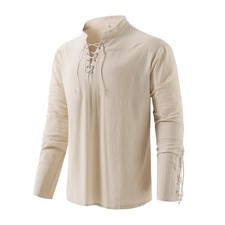 Men's Long Sleeve Pirate Shirt for Renaissance, Gothic, Steampunk Costumes