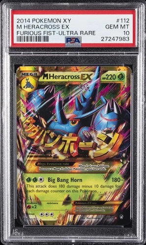 2014 POKEMON XY FURIOUS FISTS ULTRA RARE #112 M HERACROSS EX PSA 10