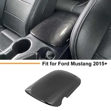 For Ford Mustang 2015+ Interior Armrest Box Storage Cover Trim Carbon Fiber Look