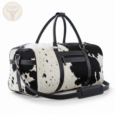 Cowhide Hair On Leather Duffle Bag | Real Leather Weekender Travel Carry On Bag