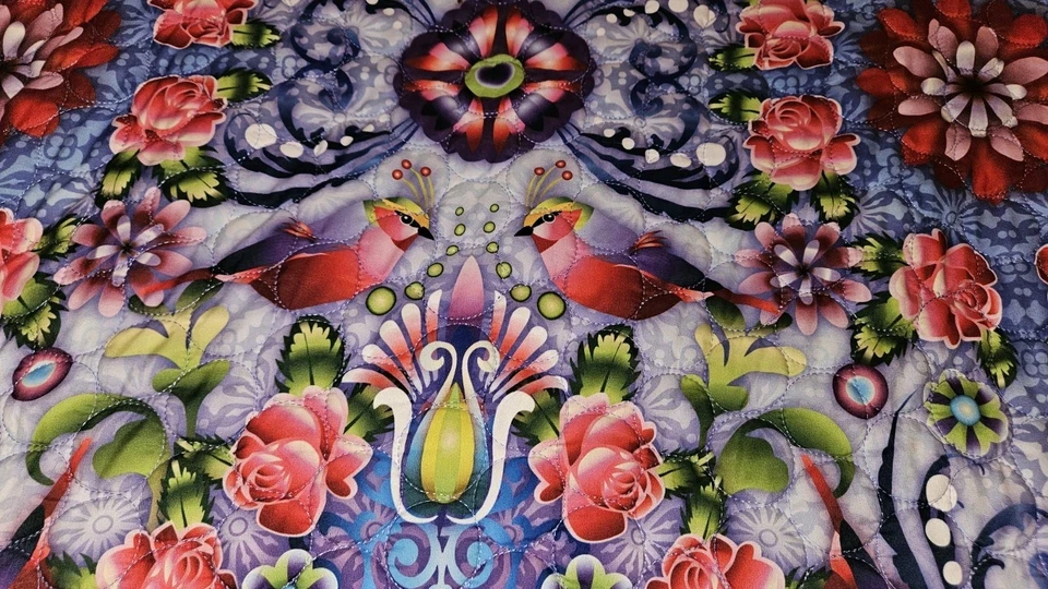 Colcha/cubierta y funda de almohada reversible doble Catalina Estrada - pájaros/floral Foto 2 de 4